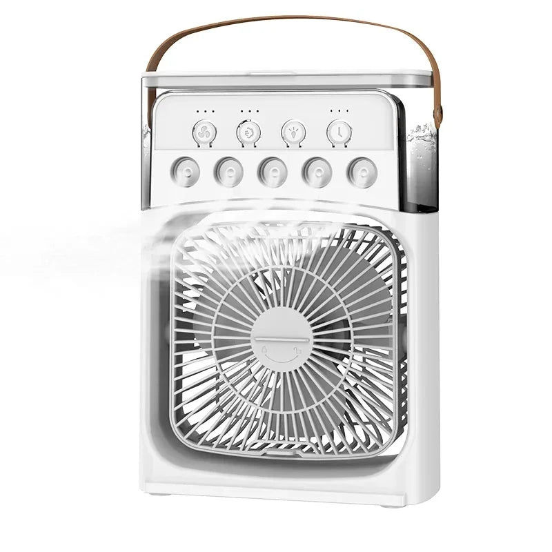 LED Night Light Portable Fan Air Conditioner USB Electric Fan Water Mist Music 3-In-1 Household Air Humidifier