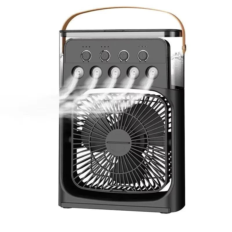 LED Night Light Portable Fan Air Conditioner USB Electric Fan Water Mist Music 3-In-1 Household Air Humidifier