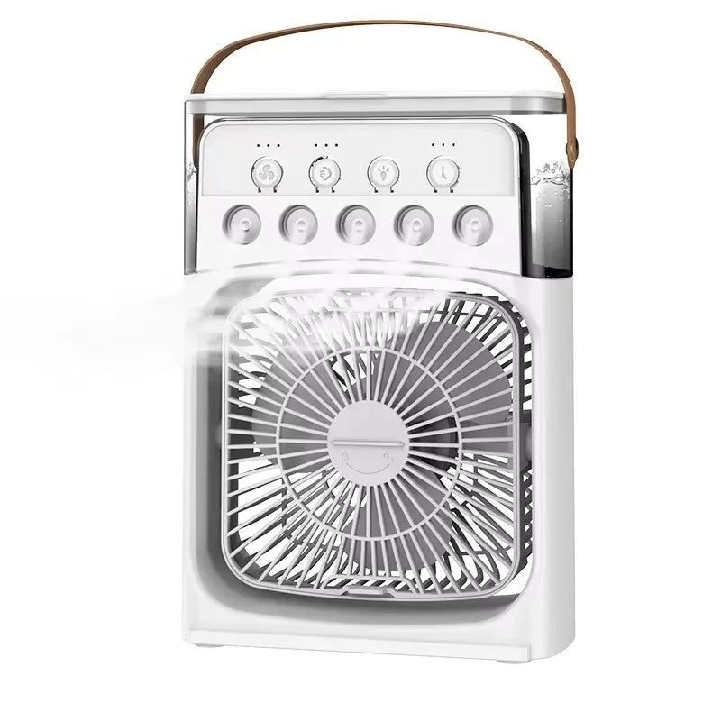 LED Night Light Portable Fan Air Conditioner USB Electric Fan Water Mist Music 3-In-1 Household Air Humidifier