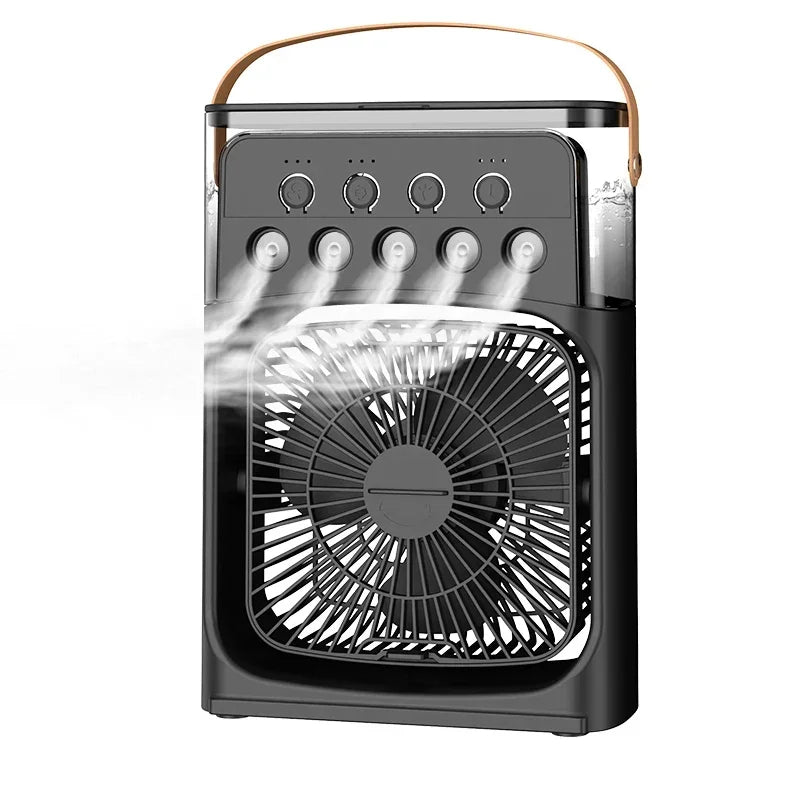 LED Night Light Portable Fan Air Conditioner USB Electric Fan Water Mist Music 3-In-1 Household Air Humidifier