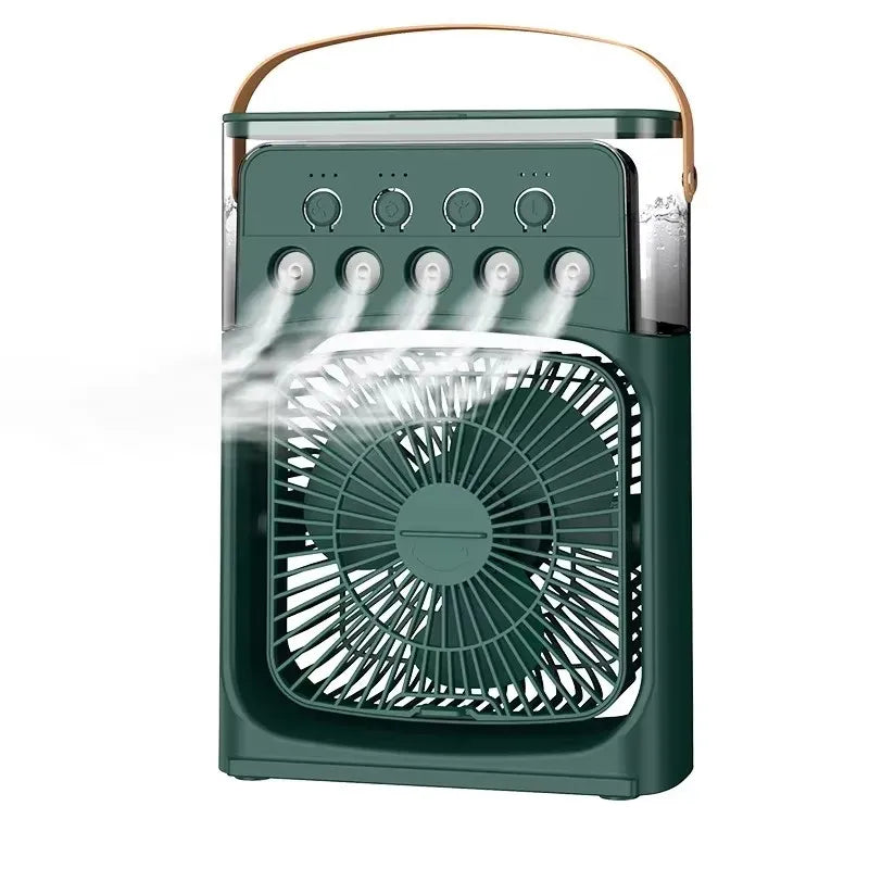 LED Night Light Portable Fan Air Conditioner USB Electric Fan Water Mist Music 3-In-1 Household Air Humidifier